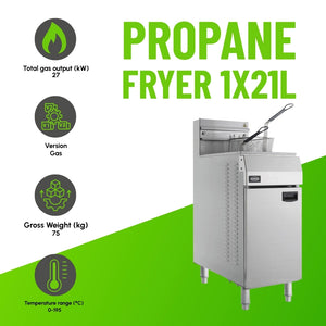 Propane Fryer 21L, 27kW Gas Power