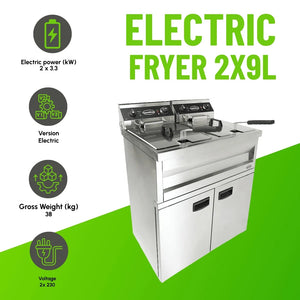 Electric Fryer 2x9L, Twin Tank