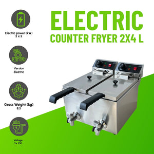 Electric Counter Fryer 2x4L Twin Tank