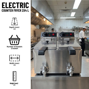 Electric Counter Fryer 2x4L Twin Tank