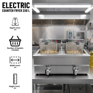 Electric Counter Fryer 2x8L Twin Tank