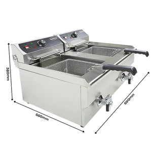 Electric Counter Fryer 2x10L Two Tanks