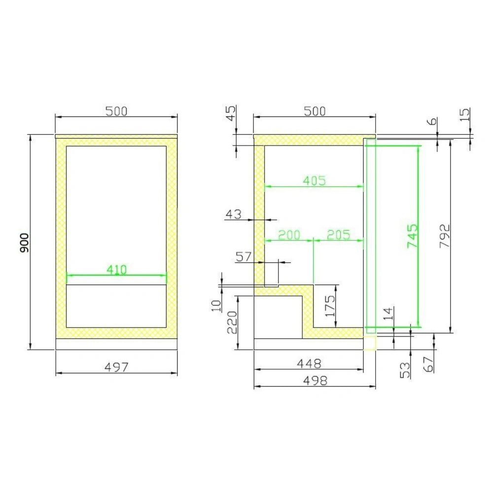 Black 1 Hinged Door Back Bar Cooler 500mm Wide