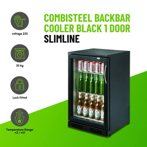 Black 1 Hinged Door Back Bar Cooler 500mm Wide