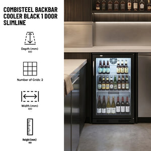 Black 1 Hinged Door Back Bar Cooler 500mm Wide
