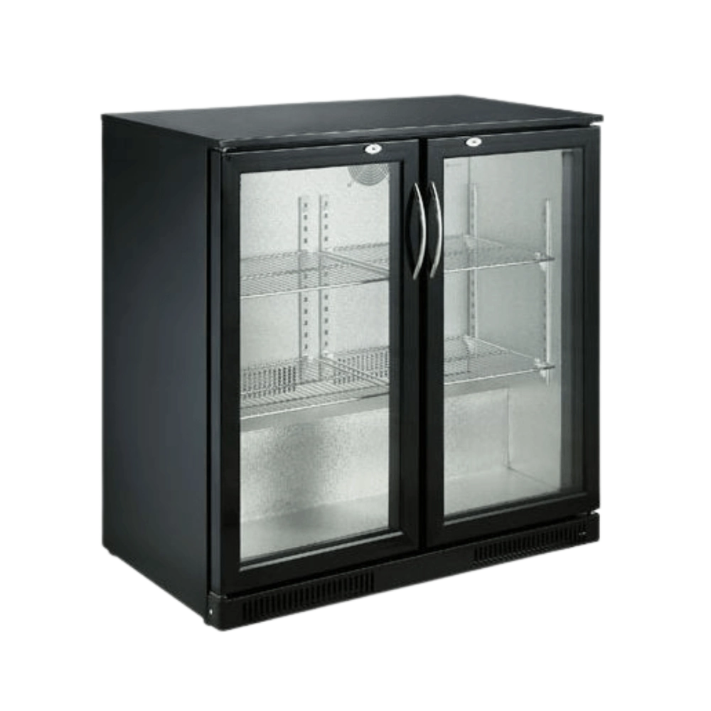 Black 2 Hinged Door Back Bar Cooler 198L