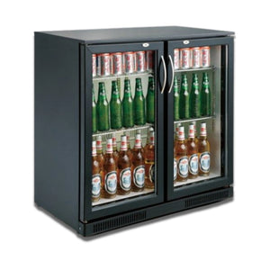 Black 2 Hinged Door Back Bar Cooler 198L