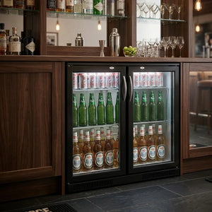 Black 2 Hinged Door Back Bar Cooler 198L