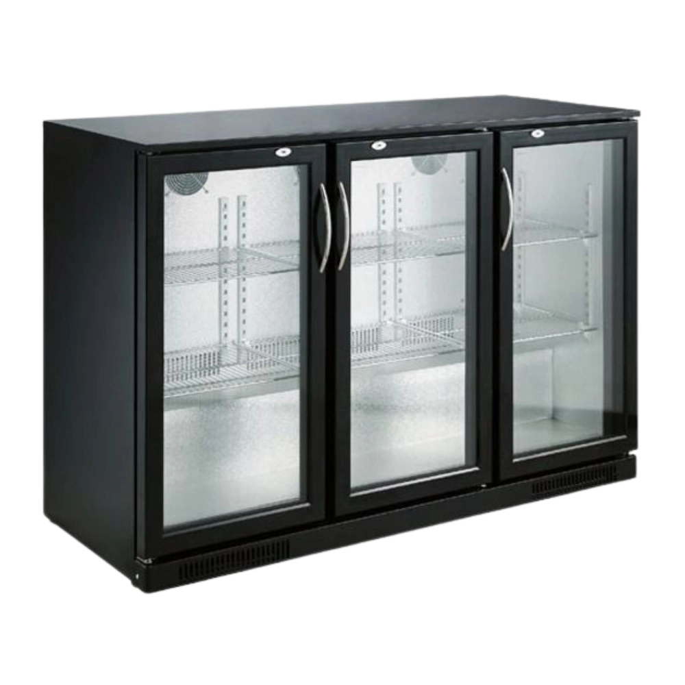 Black 3 Hinged Door Back Bar Cooler 298L