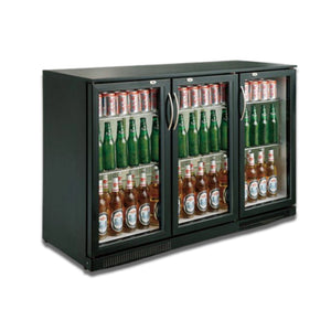 Black 3 Hinged Door Back Bar Cooler 298L