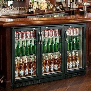 Black 3 Hinged Door Back Bar Cooler 298L