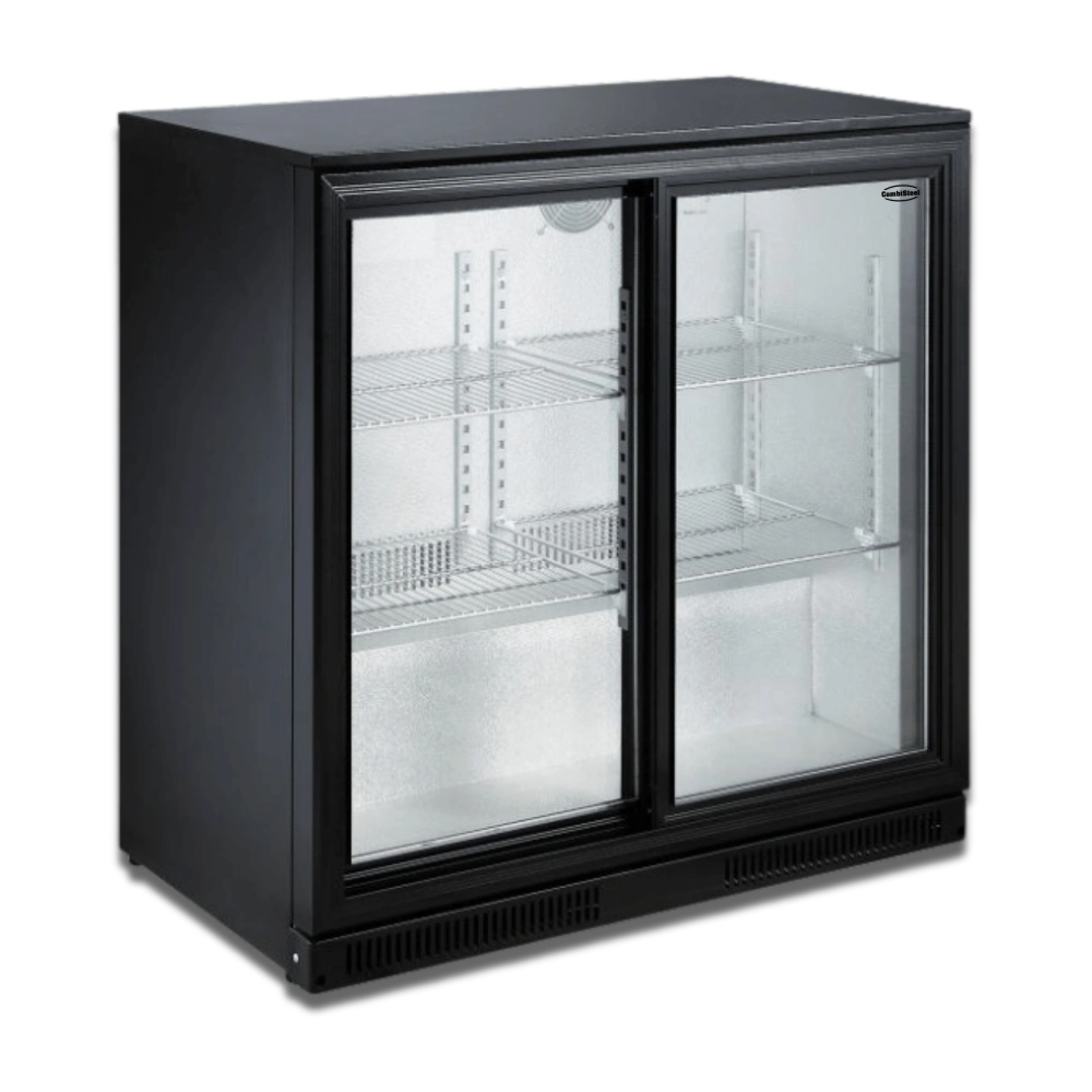 Black 2 Sliding Door Back Bar Cooler 198L