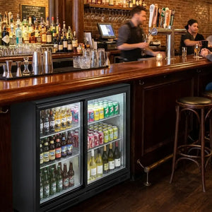 Black 2 Sliding Door Back Bar Cooler 198L