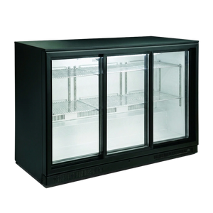Black 3 Sliding Door Back Bar Cooler 298L