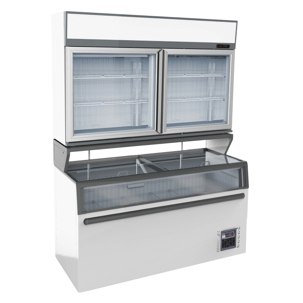 White 2-Door Wall-Mounted Display Freezer