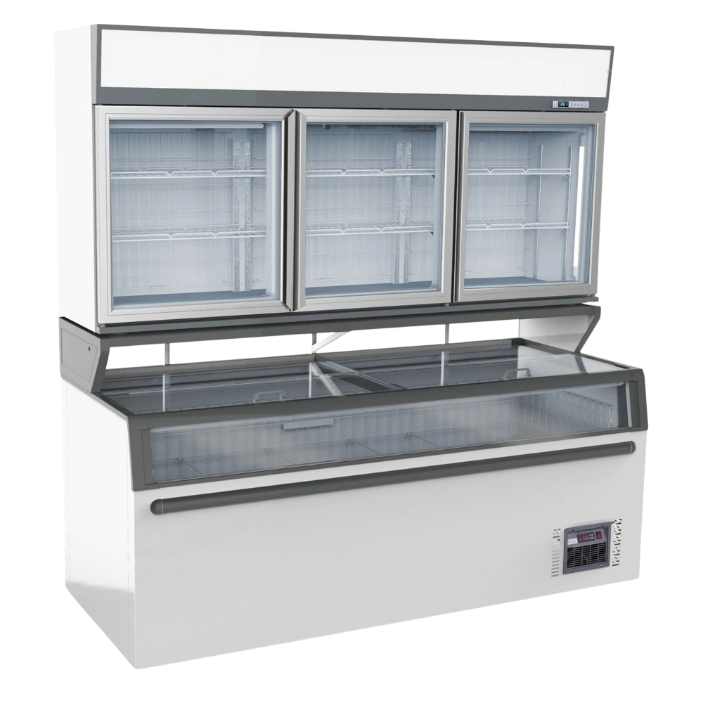 White 3-Door Wall-Mounted Display Freezer