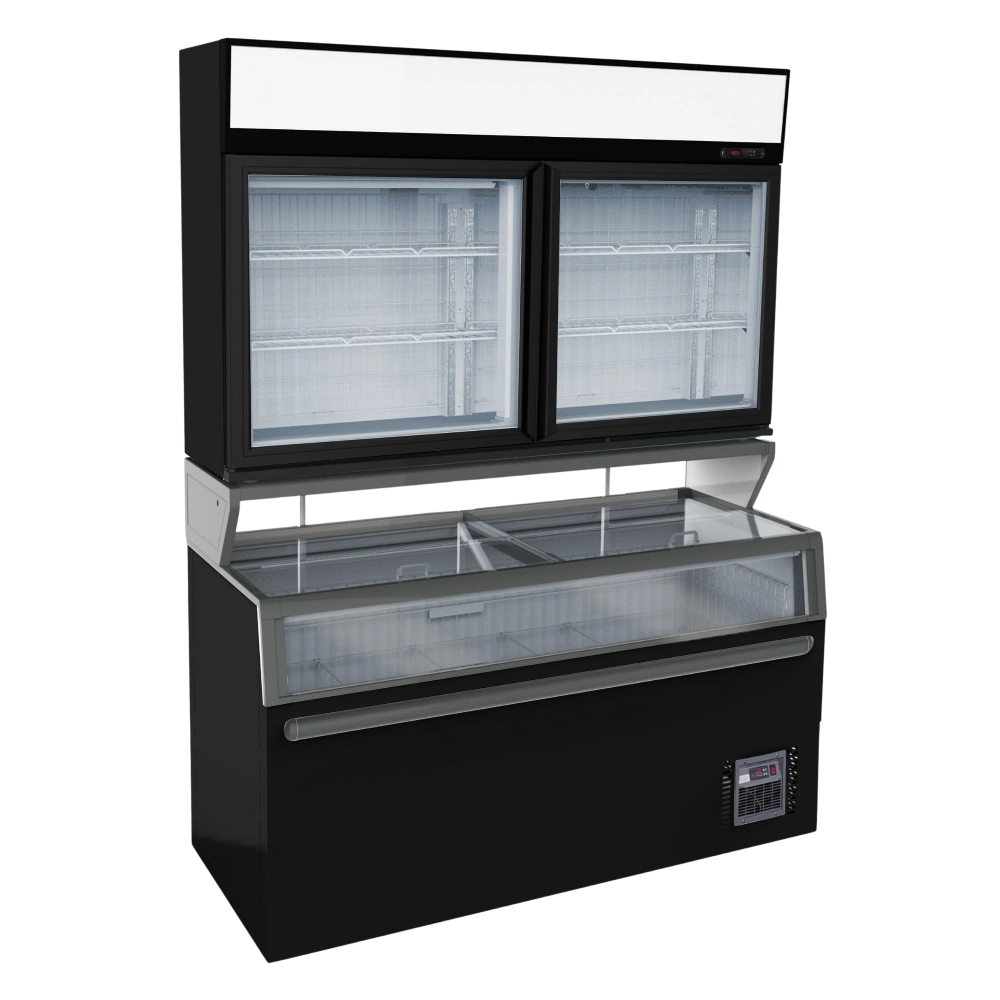 Black 2-Door Wall-Mounted Display Freezer