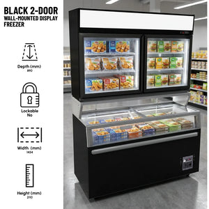 Black 2-Door Wall-Mounted Display Freezer