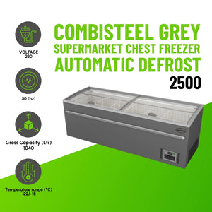 Grey Supermarket Chest Freezer 2500 Automatic Defrost