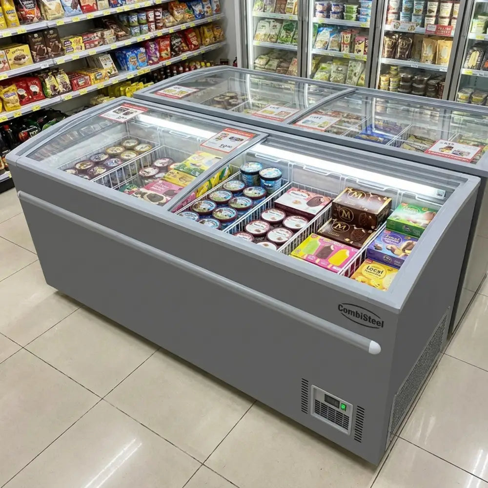 Grey Supermarket Chest Freezer 2500 Automatic Defrost