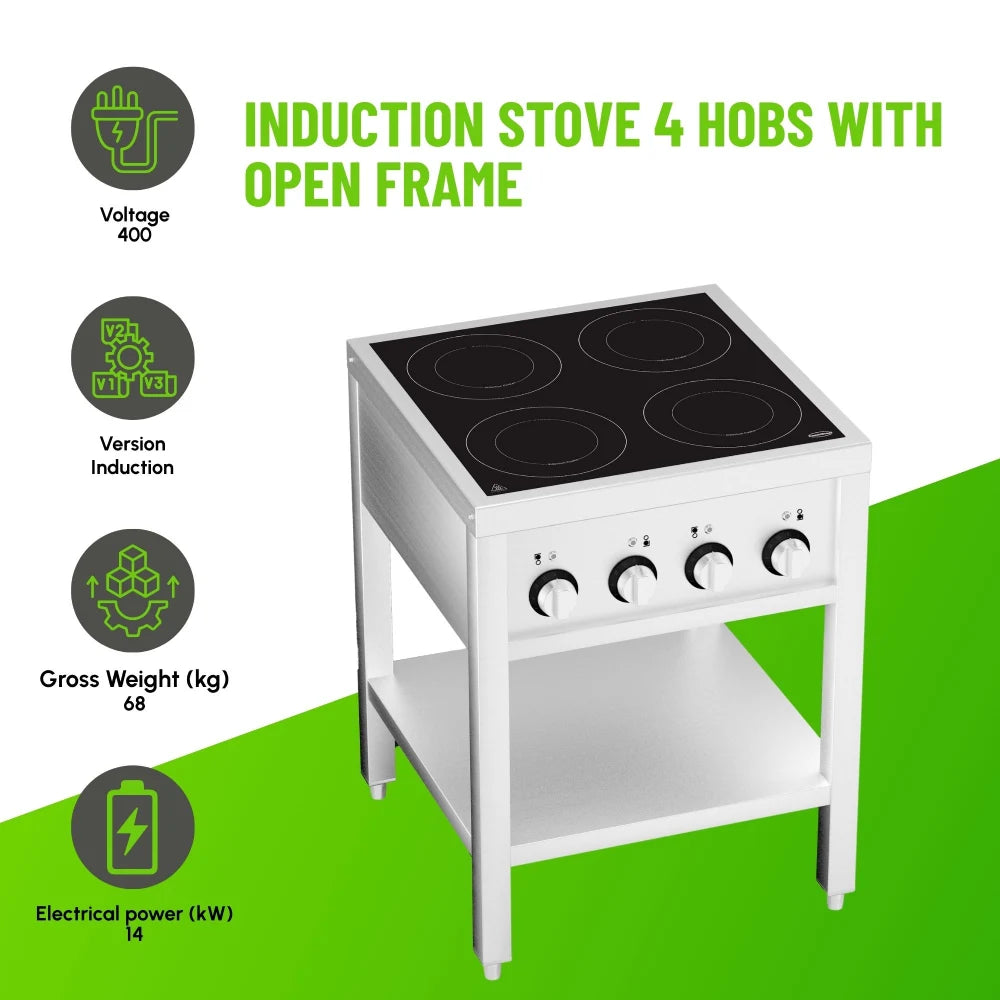 Induction Stove 4 Hobs Open Frame