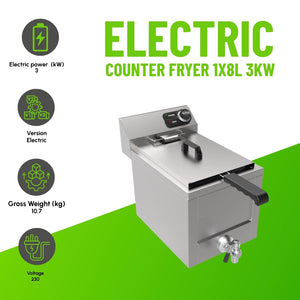Electric Counter Fryer 1x8L 3kW