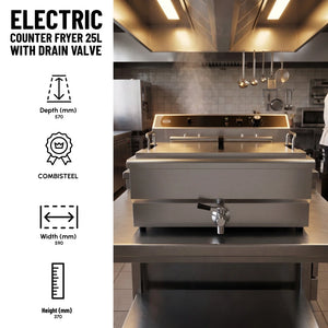 Electric Counter Fryer 25l With Drain Valve