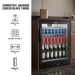 Black 1 Door Back Bar Cooler 600 x 900mm