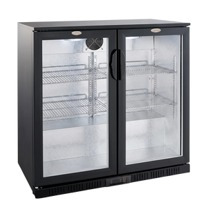 Black 2 Hinged Door Back Bar Cooler 208L