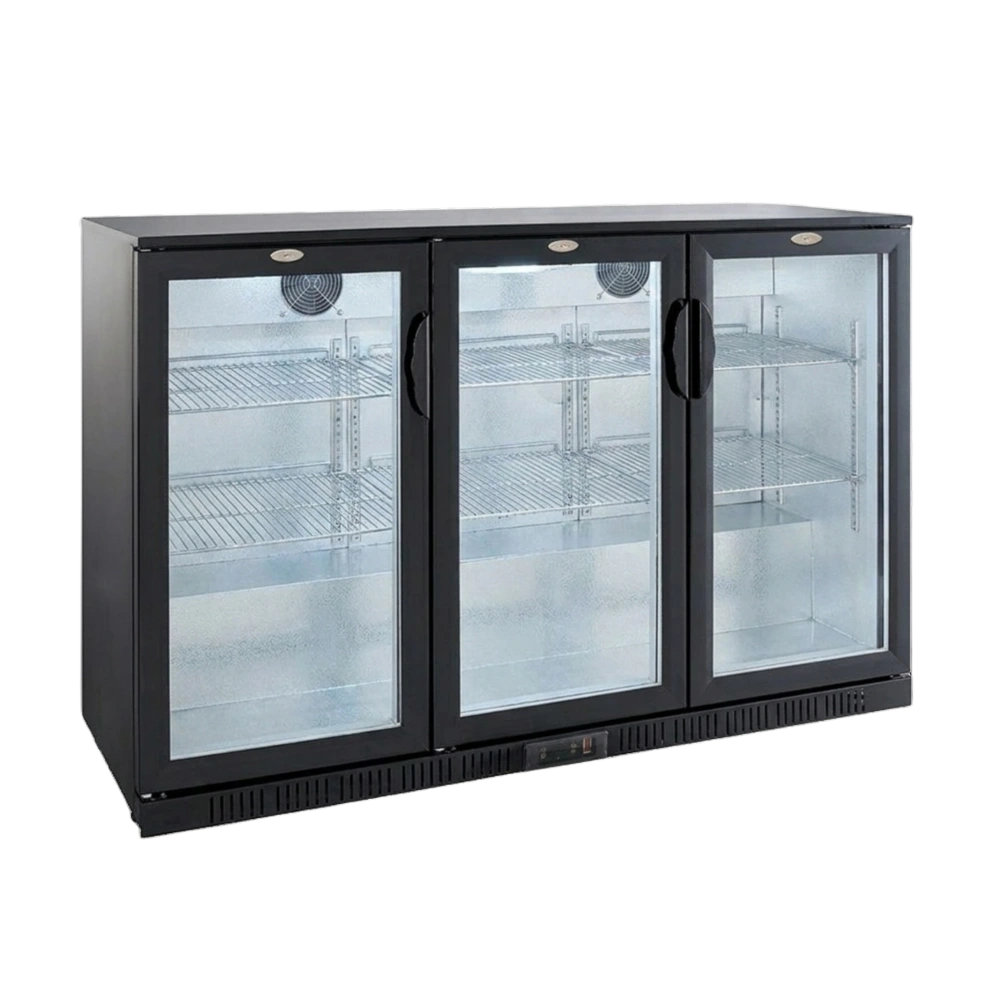 Black 3 Hinged Door Back Bar Cooler 330L