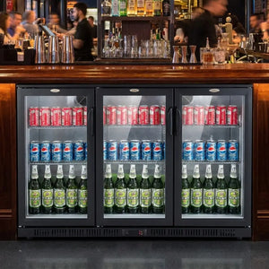 Black 3 Hinged Door Back Bar Cooler 330L