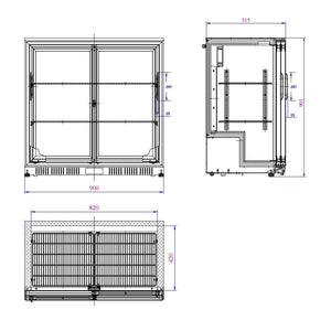 Black 2 Sliding Door Back Bar Cooler 208L