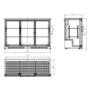 Black 3 Sliding Door Back Bar Cooler 330L