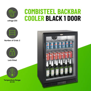 Black 1 Door Back Bar Cooler 600 x 850mm