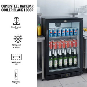 Black 1 Door Back Bar Cooler 600 x 850mm