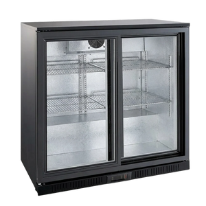 Black 2 Sliding Door Back Bar Cooler 850mm