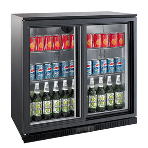 Black 2 Sliding Door Back Bar Cooler 850mm