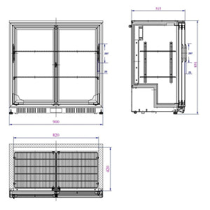 Black 2 Sliding Door Back Bar Cooler 850mm