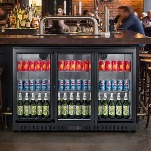 Black 3 Sliding Doors Back Bar Cooler 1350mm