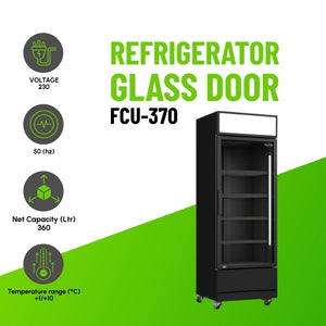 Refrigerator Glass Door FCU-370 Black