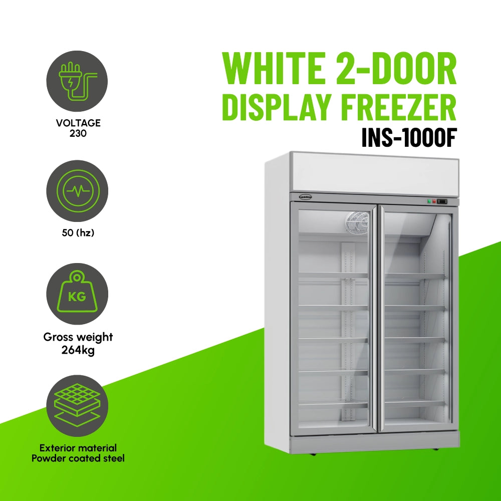 White 2-Door Display Freezer INS-1000F
