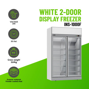White 2-Door Display Freezer INS-1000F