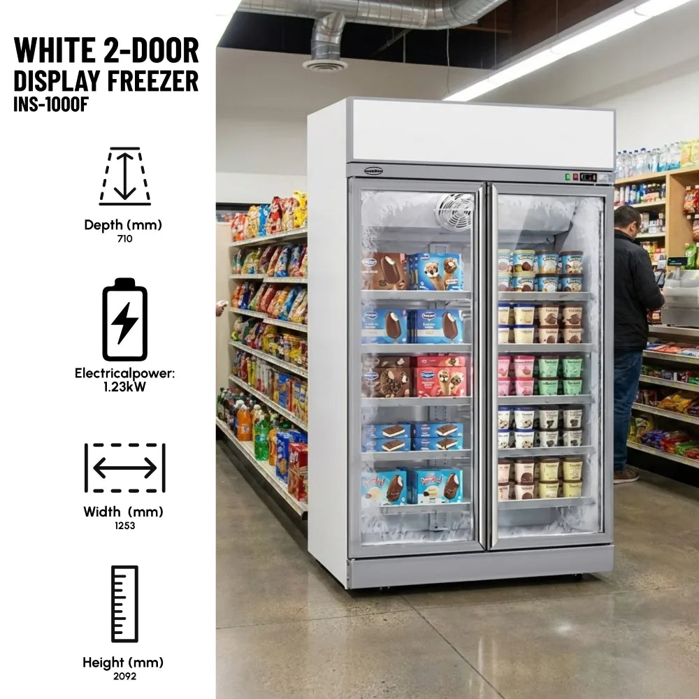 White 2-Door Display Freezer INS-1000F