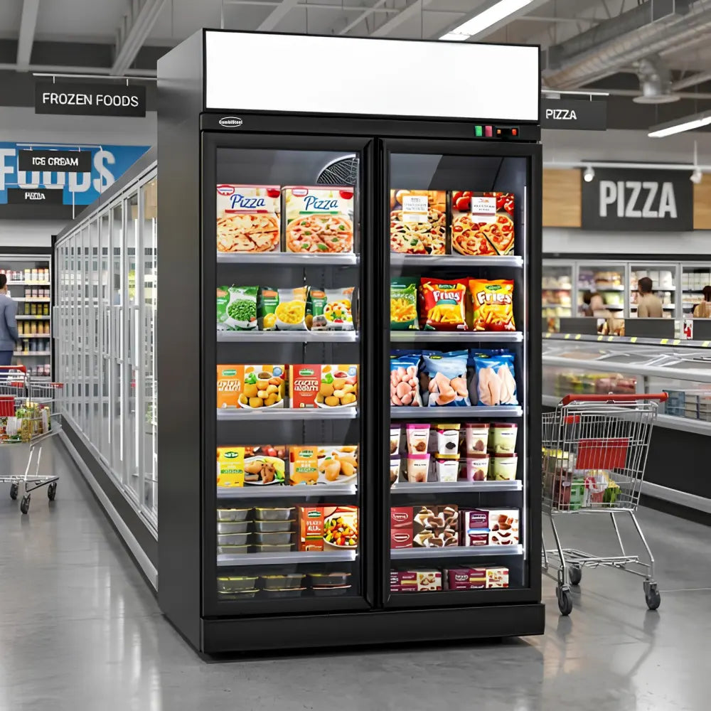 Black 2-Door Display Freezer INS-1000F Bl