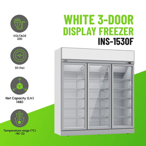 White 3-Door Display Freezer INS-1530F