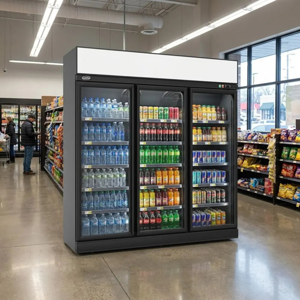Black 3-Door Display Freezer INS-1530F