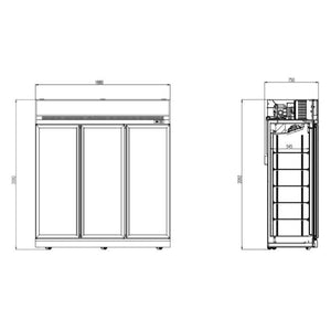 Black 3-Door Display Fridge INS-1530R