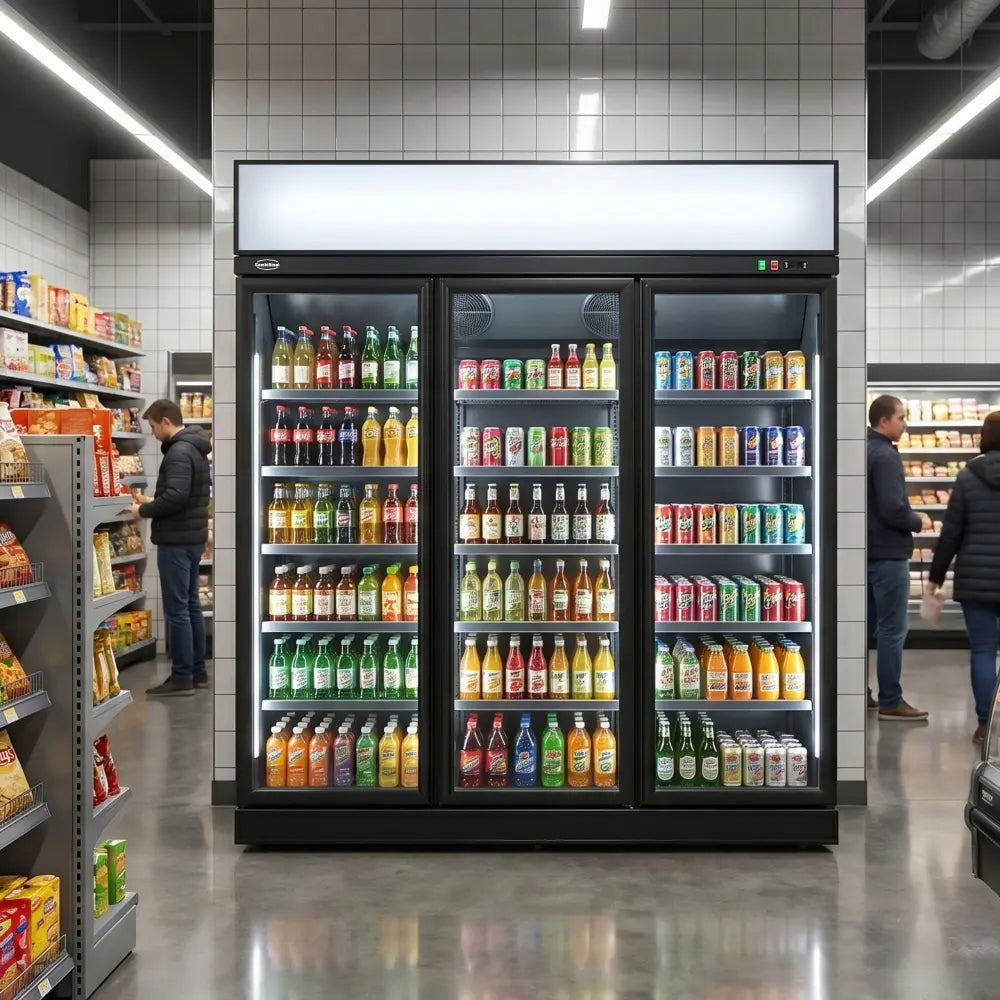 Black 3-Door Display Fridge INS-1530R