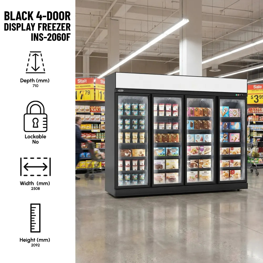 Black 4-Door Display Freezer INS-2060F