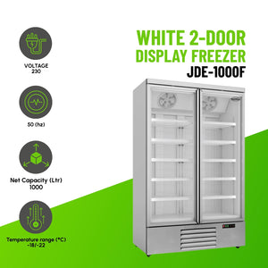 White 2-Door Display Freezer JDE-1000F